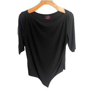 Commando Butter Scoop Neck Bodysuit Top Womens Size XL Black Fitted Half Sleeve